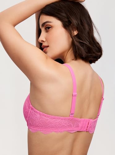 Image of DOBREVA Women's Push Up Lace Bra Underwire Plunge Full Coverage Bras Sexy Plus Size Support