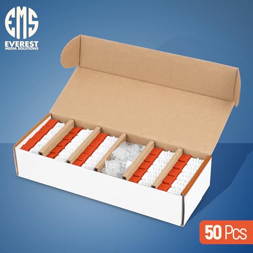 Image of Everest 90 Degree RJ45 Cat6A Keystone Jacks Slim Profile 50-Pack Orange