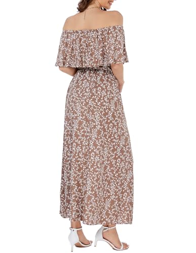 Image of Bluetime Womens Maxi Dress Off Shoulder Floral Print Boho Beach Long Summer Dresses