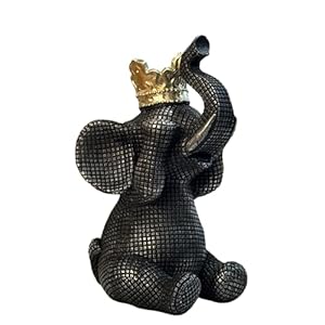 Elephant Statue for Home Decor Black and Gold Crown Elephant Decoration Elephant Gifts for Women See No Evil Elephant Statue for Living Room and Office Decor