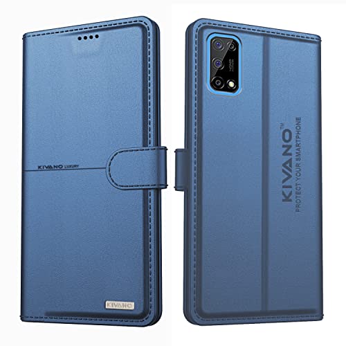 Image of KIVANO Realme 7 Professional Series Wallet Case | Luxurious Design | Premium | PU Leather Flip Case Back Cover - Dark Blue