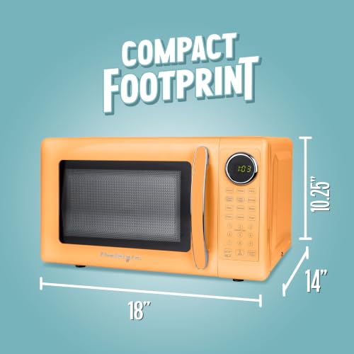 Image of Nostalgia Modern Retro Compact Countertop Microwave Oven - 0.7 Cu. Ft. - 700-Watts with LED Digital Display - Child Lock - Easy Clean Interior - Orange