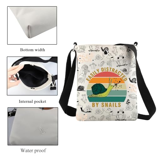 CMNIM Snails Crossbody Bag Snail Gifts for Women Cute Snail Crossbody Purse Snail Lover Gifts Easily Distracted by Snails Bag3
