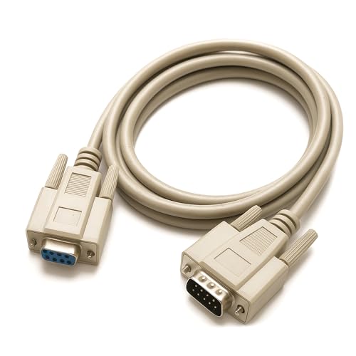 50 Foot DB9 Male to Female RS232 Extension Serial Cable - 28 AWG Shielded