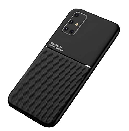 Image of MOBITUSSION Carbon Pattern Shockproof PU Material Semi Flexible Back Case Compatible with Samsung M31s (Black)