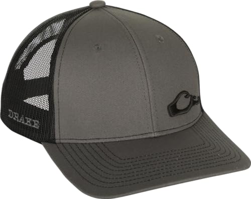 Drake Waterfowl Enid Mesh Back Cap - 6-Panel Construction Cotton/Polyester Blend Cap with Structured Front Panels & Adjustable Snapback, OSFM, Med Grey
