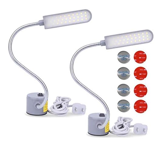 EVISWIY Sewing Machine Light LED Lighting (30LEDs) 6 Watt Multifunctional Flexible Gooseneck Arm Work Lamp with Magnetic Mounting Base for Workbench Lathe Drill Press 2 Pack