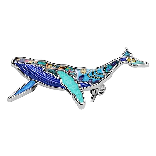 Image of Enamel Shark Brooch Pins Summer Jewelry Zinc Alloy Whale Dolphin Ocean Animals Brooches for Women Girls Gifts Scarf Pin Charms