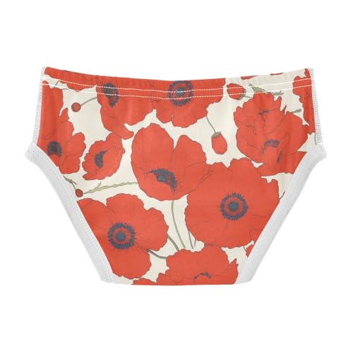 KLL Vibrant Floral Pattern Poppy Toddler Boys' Cotton Boxer Briefs Cute Undies2