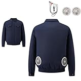 Kuchofuku Air-Conditioned Work Jacket,Men and Women Outdoor Work Uniform Jacket With Cooling Fans (Navy,3X-Large)