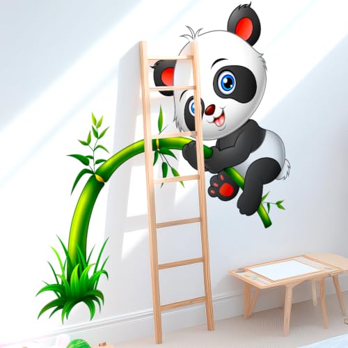 Vinilo decorativo panda trepando bambú 2 piezas para niños miniatura 6