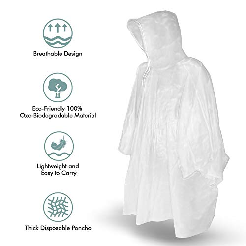 TORASO Rain Poncho with Hood for Adults, Disposable Rain Poncho Adult Emergency Raincoats Disposable3