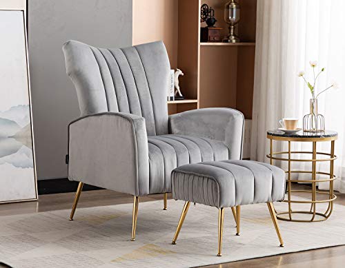 Sillón Plegable Terciopelo Gris miniatura 4