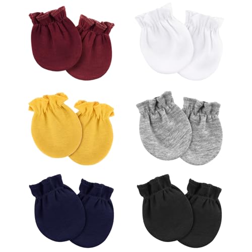 Image of AQOKKA Newborn Baby Mittens No Scratch Elastic Wrist Gloves Infant Toddler Mittens for Baby Boy Girl 0-6 Months