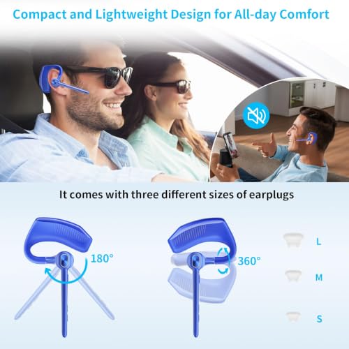 Image of Bluetooth Headset Wireless Earpiece Single Ear Headset with Microphone