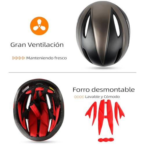 Shinmax Casco Bicicleta Certificato CE, Casco Bici Adulto con Occhiali Magnetici Staccabili Visiera Shield for Hombres Mujeres Casco da Bicicletta Mountain & Road Regolabile Protezione Ski & Snowboard - imagen 4