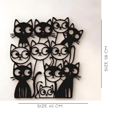 Image of BLIND SHOP Funny Cats Metal Wall Art for Home Decor | Wall Sculpture Home Decoration | Wall Decor | Metal Wall Art | Wall Decor (50 X 45 X 1.5 CM)