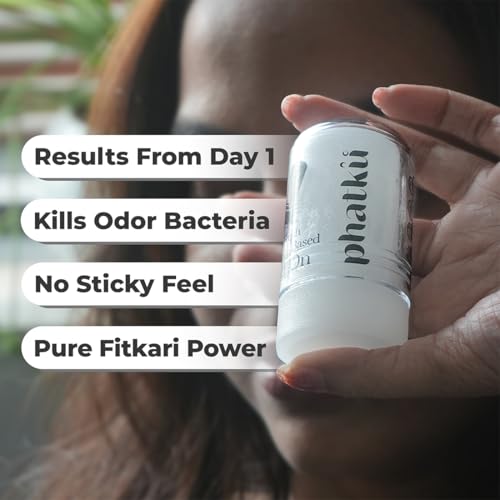 Image of Phatku Fitkari Roll-On Deodorant for Men & Women | Natural Alum Deodorant | Long-Lasting Odor Protection | Underarm Freshness | Skin-Friendly | 90g