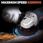 S-LONG Cordless Angle Grinder with 4.0AH Battery, 20V Power Angle Grinder Tools with Fast Charger, 9000 RPM Brushless Motor Metal Grinder, 4-1/2'' Cutting Wheels, Flap Disc for Cutting - Image 3