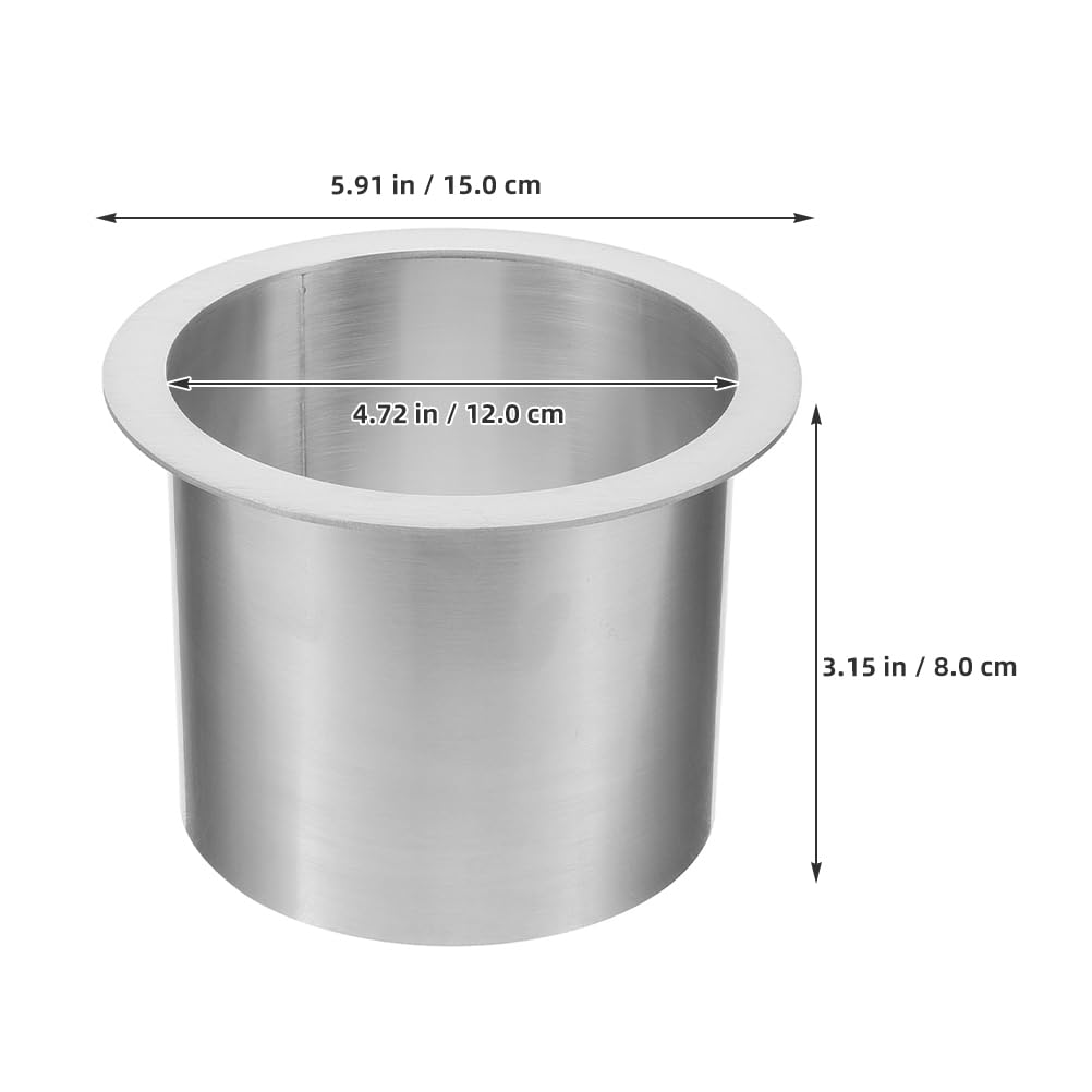 Stainless Steel Round Countertop Trash can Lid 5.90X4.72X3.14In Recessed Garbage Cover Space-Saving Small Wastebasket Accessory for Kitchen and Office