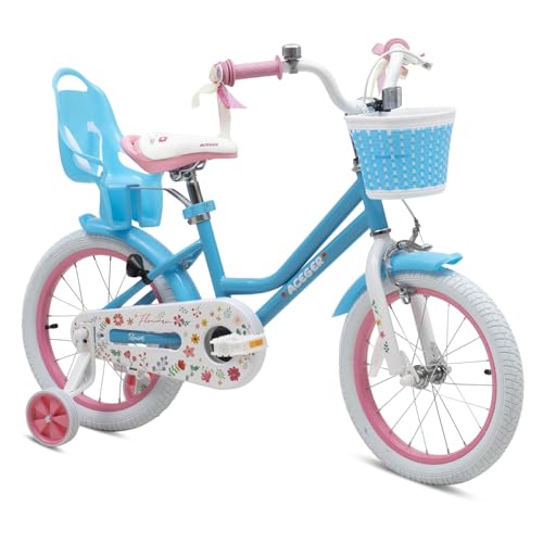 Image of Bixike Princess Style Girls Bike with Basket for 2-13 Years Old Kids and Toddlers, 12 14 16 18 Inch Bicycle for Children with Training Wheels and Streamers, 20 Inch with Kickstand, Multiple Colors