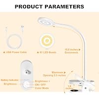 ZAPLIT 61 LED Akku Leselampe Bett –【3 Farbmodi & 10 Helligkeiten】 2000mAh Klemmlampe mit USB-C, 40cm Flexibler Schwanenhals, Buchlampe, Klemmleuchte für Schlafzimmer, Schreibtisch & Camping – Ansicht 9