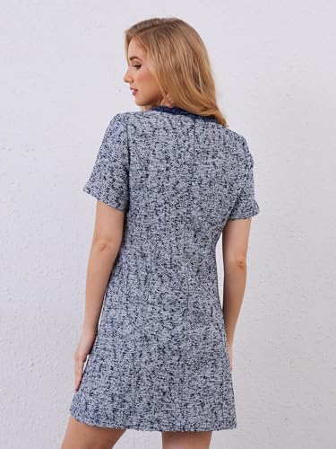 M.Infisavo Women’s Tweed Jacket Dress with Pockets Short Sleeve A Line Mini Elegant Bodycon Vintage Casual Crew Neck Dresses4