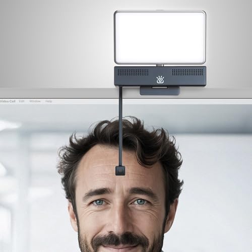 iContact Camera Pro 4K HD Webcam Pro and Light Panel Bundle with Eye Contact, Noise Cancelling Mic