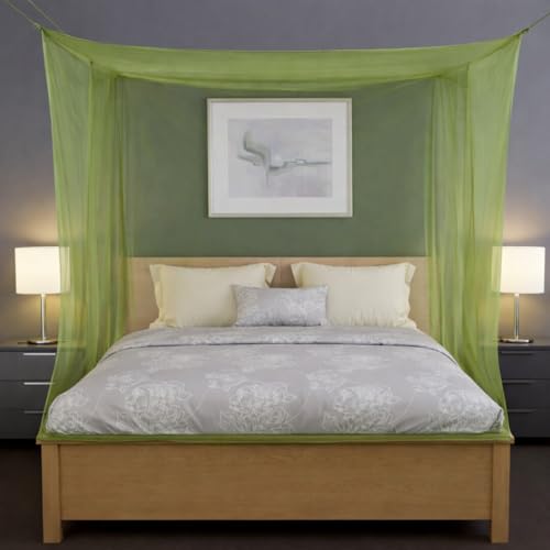 Image of Yuvraz Mosquito Net for Bed | Foldable & Breathable Bed Net with Strong Mesh | All-Round Protection from Mosquitoes, Flies & Insects Ideal for Double /Single Bed (Olive Green, 8 * 8 ft)