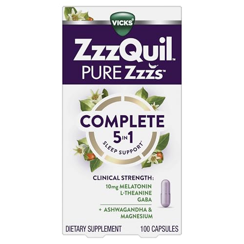 ZzzQuil Pure Zzzs Complete Sleep, Melatonin 10mg, L-Theanine,...