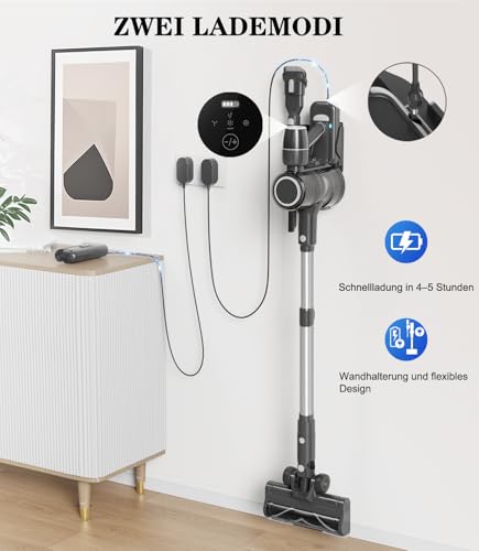 Akku Staubsauger Kabellos Akkustaubsauger Akkusauger - Kabelloser Stabstaubsauger Elektrische Sauger Kehrbesen mit Ladestation Cordless Vacuum Cleaner Für Tierhaare Teppich Beutellos Stielstaubsauger – Bild 6