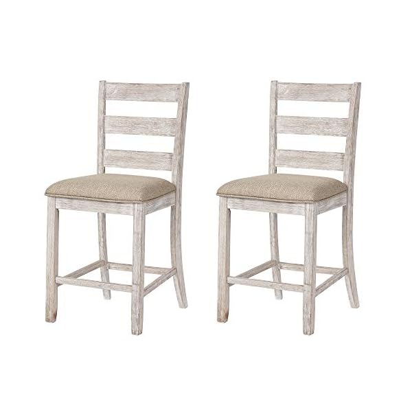 Signature Design by Ashley Skempton 24" Counter Height Upholstered Barstool, 2 Count, Antique White