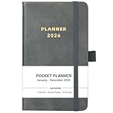 2020 Pocket Calendar - Weekly & Monthly Pocket Planner, Elegant Leather with Pen Hold, Inner Pocket, Banded, 6.4