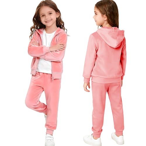 Image of Toddler Girls Boy Clothes Set Fleece Hooded Outfits Casual Sweatsuits Kids Jogger Tracksuits 6M-12Y