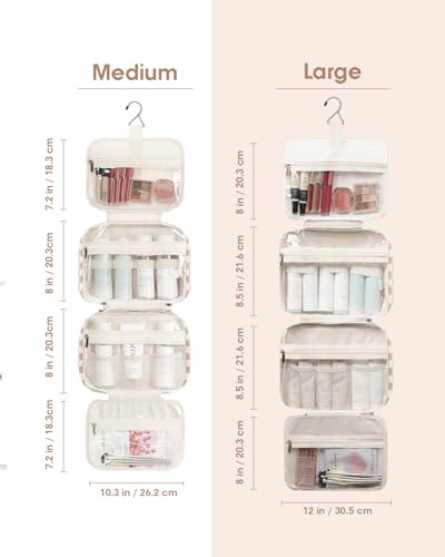 Image of Narwey Large Hanging Toiletry Bag Travel Makeup Bag Cosmetic Organizer for Women and Girls, Z-Light Checkerboard, Medium