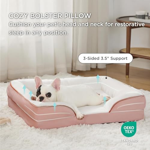 Image of Cutepups Orthopedic Dog Bed Comfortable Dog Mattress for Sleeping, Washable pet Bed for Dogs (Pink /Cream, 4XL)