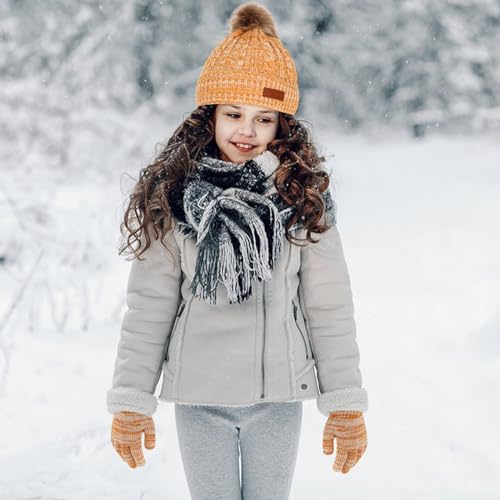 Image of Kids Hat Scarf Gloves Set, Kids Winter Beanie Hat Scarf Gloves Set with Knit Thick Warm Fleece Lined for 1-6 Years Old