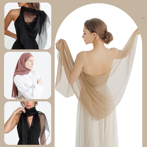 24 Pack Chiffon Hijabs Head Scarf for Women Lightweight Breathable Solid Color Soft Chiffon Hijab Long Fashion Scarves Shawls Wrap for Muslim Women, 67 × 28 Inch 5