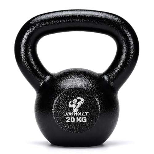 Image of Jimwalt Heavy Duty Enameled Cast Iron Kettlebell | Smooth Non-Slip Grip, Chip-Resistant Coating | Perfect for Strength Training & Home Gym (Enameled Coated 20KG)