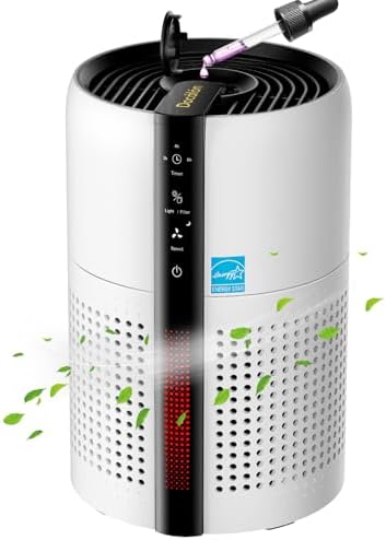 Air Purifiers for Bedroom/Home With Reusable True 13 Filter up to 1800ft²,4 Honeycomb Color Light for Baby Pet Hair Allergies Dust Smoke Odor,22dB Sleep Mode,AH085-White