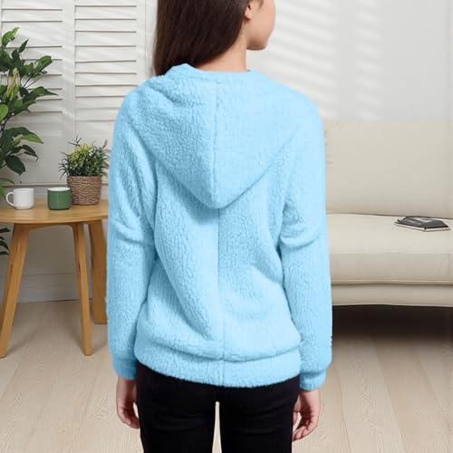 Kids Boys Girls Polar Fleece Jacket Sherpa Fleece Winter Jacket Fall Hoodie Sweatshirt Zip-up Lightweight Coat 5-14 Years3