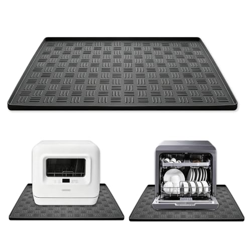 Dishwasher Mat 24 x 20 Silicone Leak-Proof Drain Pan and Drip Tray Waterproof Floor Protector for Kitchen Portable Countertop & Mini Dishwashers