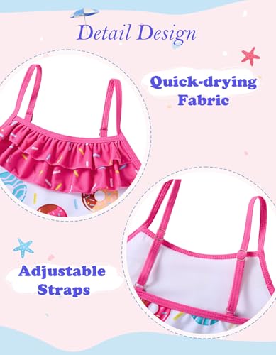 Image of Little Girls Two Piece Mermaid Bikini Set Ruffle Adjustable Summer Beach Bathing Swimsuit 3-7 Years for Kids