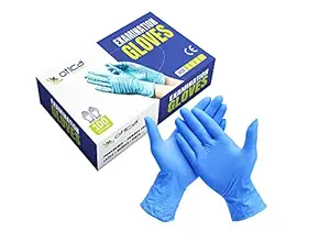 OTICA Nitrile Hand Gloves|Medical Grade 4G|1 Box-100 Gloves Disposable|Blue|Food Grade|Ce Approved|Non Sterile|Medical Examination|All-Purpose|Powder Free|Cleaning|Latex Free(Large), Pack of 1
