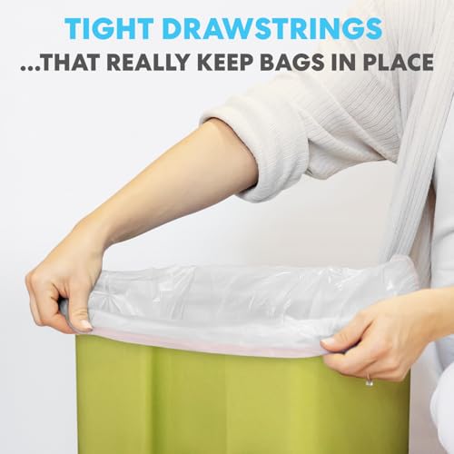 Image of Simpli-Magic 8 Gallon Drawstring Trash Bags, Code A, 120 Pack - Tall Kitchen Garbage Bags, Custom Made with Premium Materials (White)