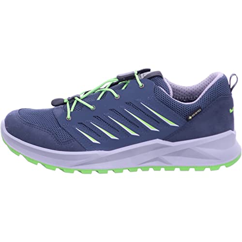 LOWA Axos GTX Lo Junior 36-40 Grau, Kinder Gore-Tex Hiking- und Approachschuh, Größe EU 36 - Farbe Stahlblau - Limone
