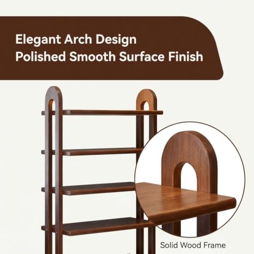 Image of 7 Tier Shoe Rack for Closet - Vertical Shoe Rack Free for Small Space - Standing Wood Shoe Shelf Storage Organizer for Entryway, New Walnut