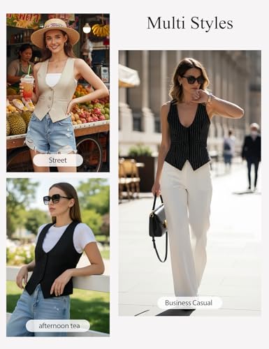 Image of GRACE KARIN Women's Suit Vest Top, Dressy Casual Sleeveless Button Waistcoat, Fromal Steampunk Blazer for Work Office
