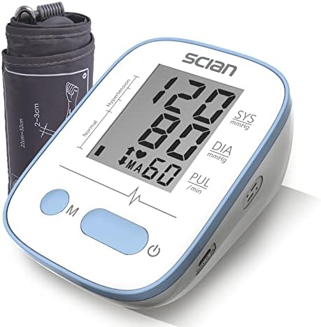 Scian Blood Pressure Monitors for Home Use, Blood Pressure Machine with Mini USB Port - Up to 90 Memory, Large LCD Screen, Adjustable BP Cuff (Blue)