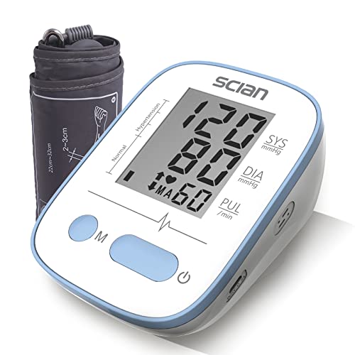 Scian Blood Pressure Monitors For Home Use, Blood Pressure Machine With Mini Usb Port - Up To 90 Memory, Large Lcd Screen, Adjustable Bp Cuff (Blue) #TOP22